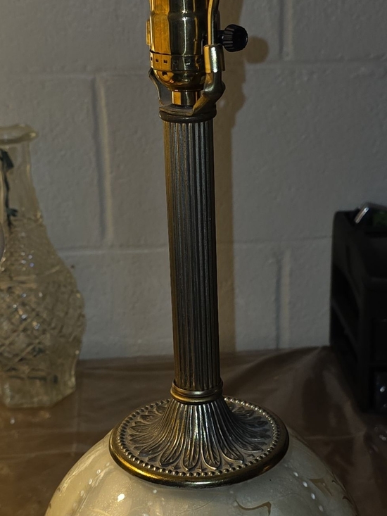 Other - Antique  Brass  Glass Dome  Victorian fringe shade  Table Lamp